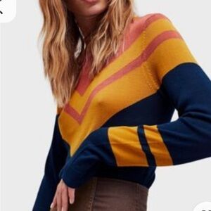 Free People Multicolor Chevron Sweater